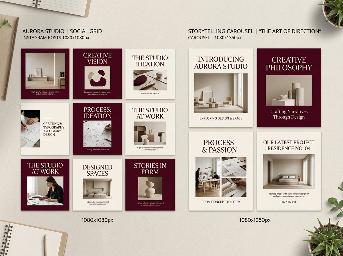 Aurora Studio Social Grid and Storytelling Carousels